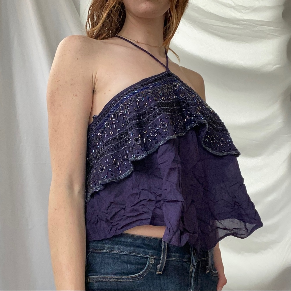 Free people beaded halter strap top